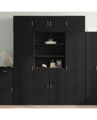 Buffet haut noir 80x42,5x185 cm bois d'ingénierie | Mobilier & Déco