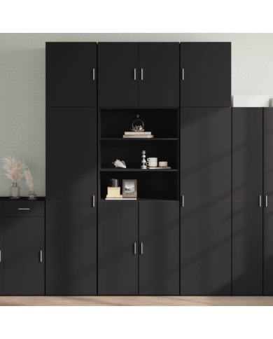 Buffet haut noir 80x42,5x249 cm bois d'ingénierie | Mobilier & Déco