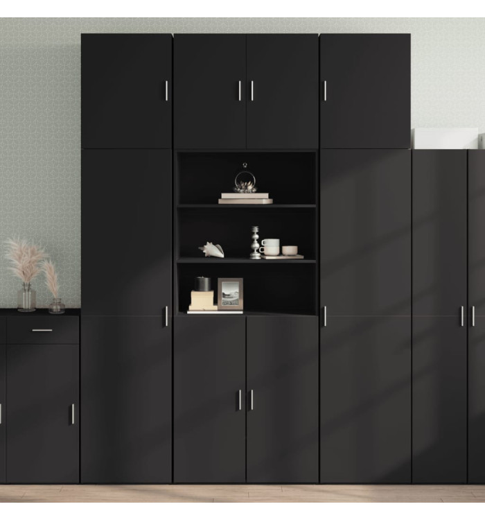 Buffet haut noir 80x42,5x249 cm bois d'ingénierie | Mobilier & Déco