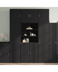 Buffet haut noir 80x42,5x249 cm bois d'ingénierie | Mobilier & Déco