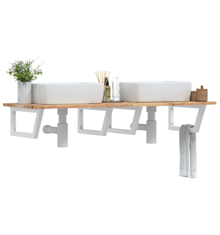 Étagère de vasque murale acier et bois massif d'acacia | Mobilier & Déco