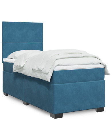 Sommier à lattes de lit avec matelas bleu 100x200 cm | Mobilier & Déco