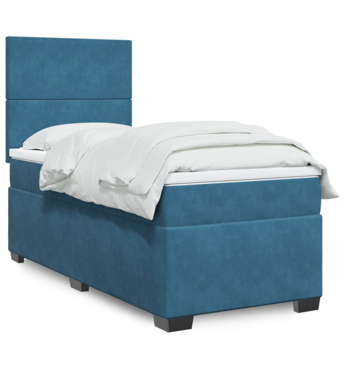 Sommier à lattes de lit avec matelas bleu 100x200 cm | Mobilier & Déco