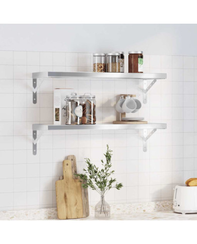 Étagères murales 2 pcs 75x23,5x3 cm argenté acier inoxydable | Mobilier & Déco