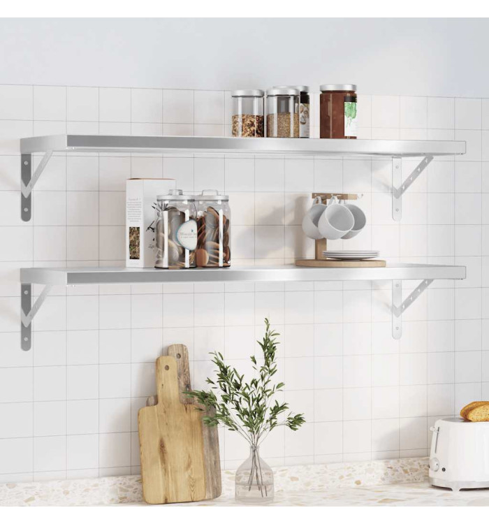 Étagères murales 2 pcs 100x30 cm argenté acier inoxydable | Mobilier & Déco