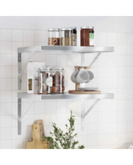 Étagères murales 2 pcs 50x40 cm argenté acier inoxydable | Mobilier & Déco