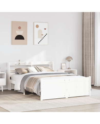 Cadre de lit avec tête de lit sans matelas blanc 140x190 cm | Mobilier & Déco