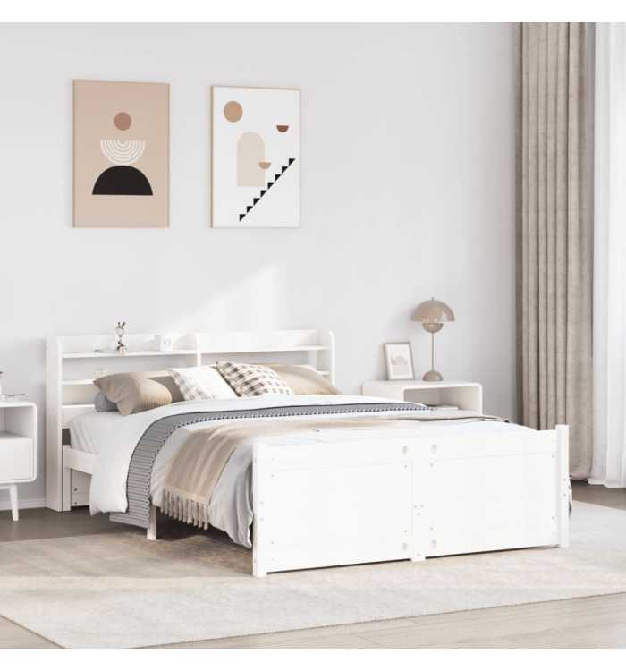 Cadre de lit avec tête de lit sans matelas blanc 140x190 cm | Mobilier & Déco