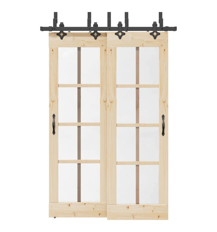 Kit de quincaillerie de porte coulissante 152,5 cm acier noir | Mobilier & Déco