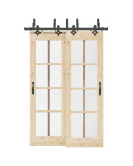 Kit de quincaillerie de porte coulissante 152,5 cm acier noir | Mobilier & Déco