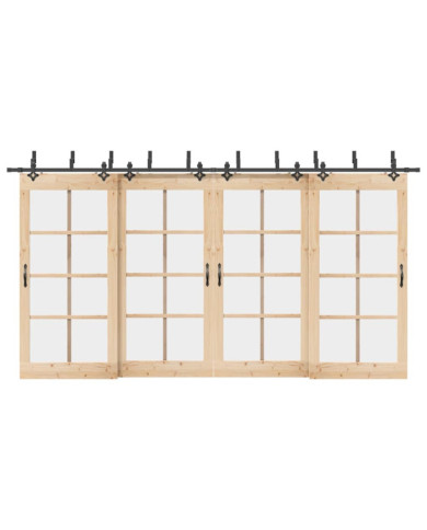 Kit de quincaillerie de porte coulissante 427 cm acier noir | Mobilier & Déco