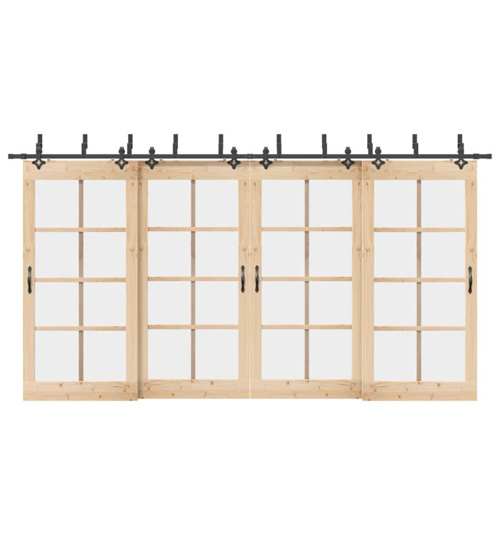 Kit de quincaillerie de porte coulissante 427 cm acier noir | Mobilier & Déco