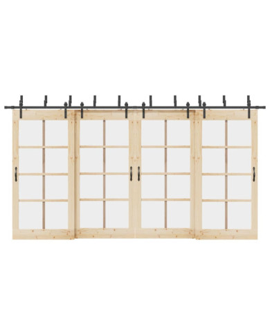Kit de quincaillerie de porte coulissante 427 cm acier noir | Mobilier & Déco