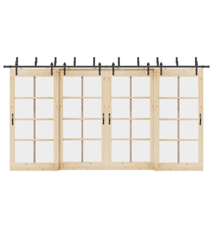 Kit de quincaillerie de porte coulissante 427 cm acier noir | Mobilier & Déco