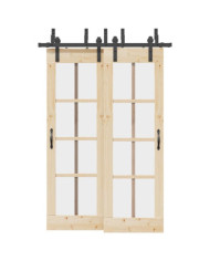Kit de quincaillerie de porte coulissante 152,5 cm acier noir | Mobilier & Déco
