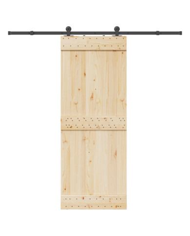 Kit de quincaillerie de porte coulissante 213,5 cm acier noir | Mobilier & Déco