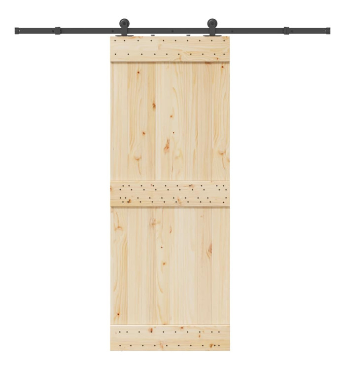 Kit de quincaillerie de porte coulissante 213,5 cm acier noir | Mobilier & Déco