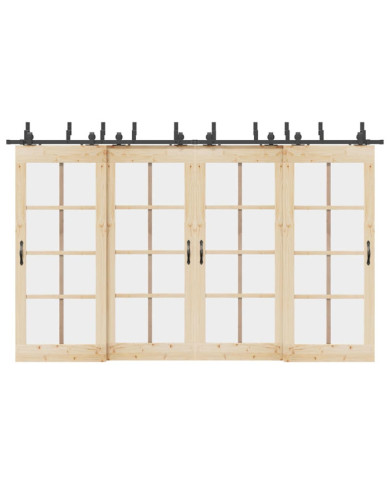 Kit de quincaillerie de porte coulissante 366 cm acier noir | Mobilier & Déco
