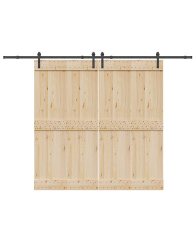 Kit de quincaillerie de porte coulissante 305 cm acier noir | Mobilier & Déco