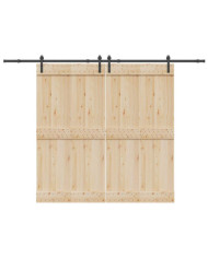 Kit de quincaillerie de porte coulissante 305 cm acier noir | Mobilier & Déco