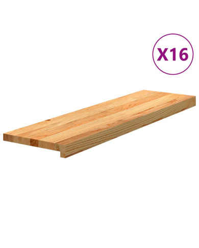Marches d'escalier 16 pcs marron clair 90x25x2 cm chêne massif | Mobilier & Déco