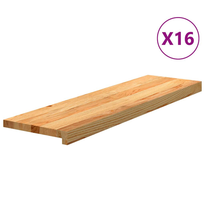 Marches d'escalier 16 pcs marron clair 90x25x2 cm chêne massif | Mobilier & Déco