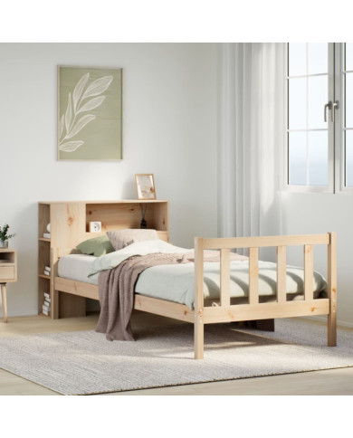 Lit bibliothèque sans matelas 75x190 cm bois de pin massif | Mobilier & Déco