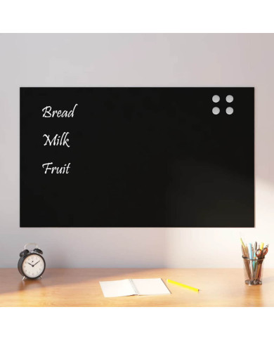 Tableau noir magnétique mural noir 100x60 cm verre trempé | Mobilier & Déco