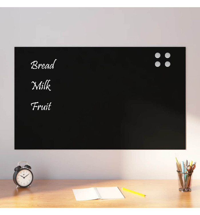 Tableau noir magnétique mural noir 100x60 cm verre trempé | Mobilier & Déco