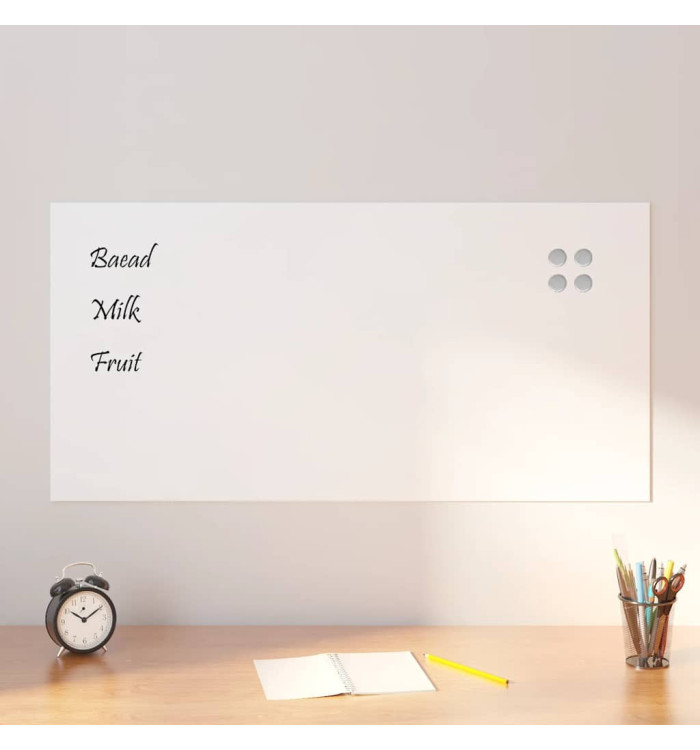 Tableau noir magnétique mural Blanc 100x50 cm Verre trempé | Mobilier & Déco