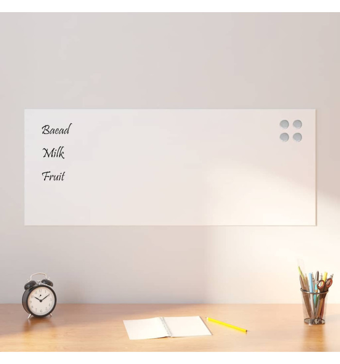 Tableau noir magnétique mural Blanc 100x40 cm Verre trempé | Mobilier & Déco