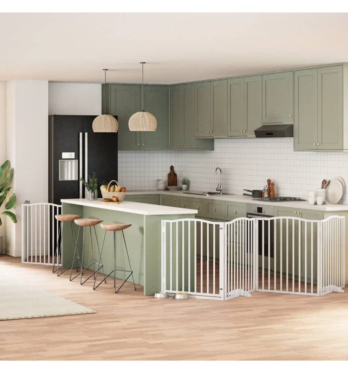 Barrière pour chien porte pliable 6panneaux blanc bois peuplier | Mobilier & Déco
