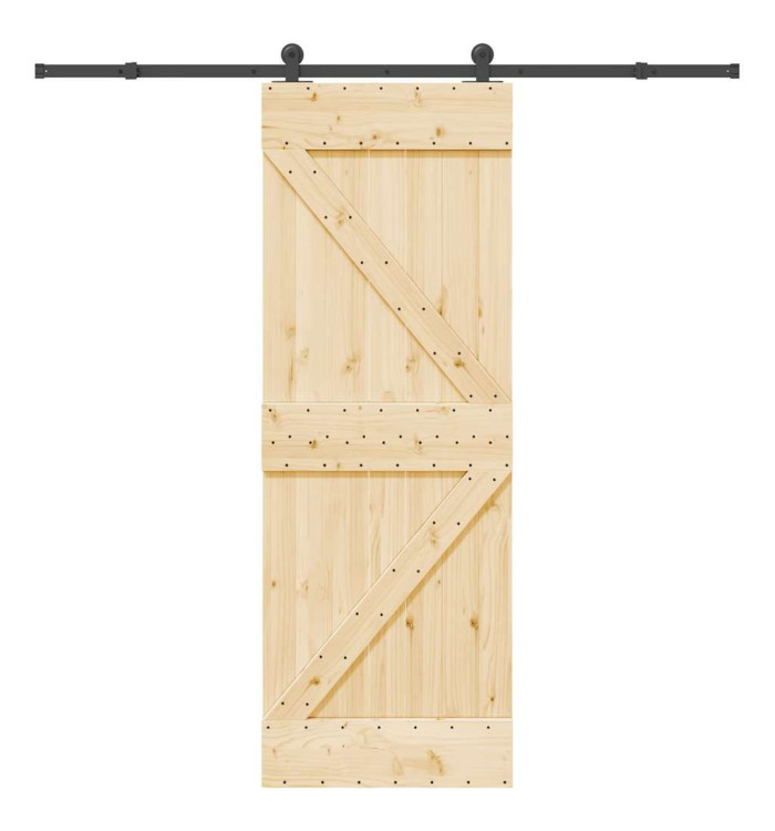 Porte coulissante et kit de quincaillerie 70x210 cm pin massif | Mobilier & Déco