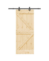 Porte coulissante et kit de quincaillerie 85x210 cm pin massif | Mobilier & Déco