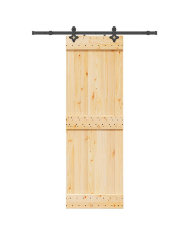 Porte coulissante et kit de quincaillerie 70x210 cm pin massif | Mobilier & Déco