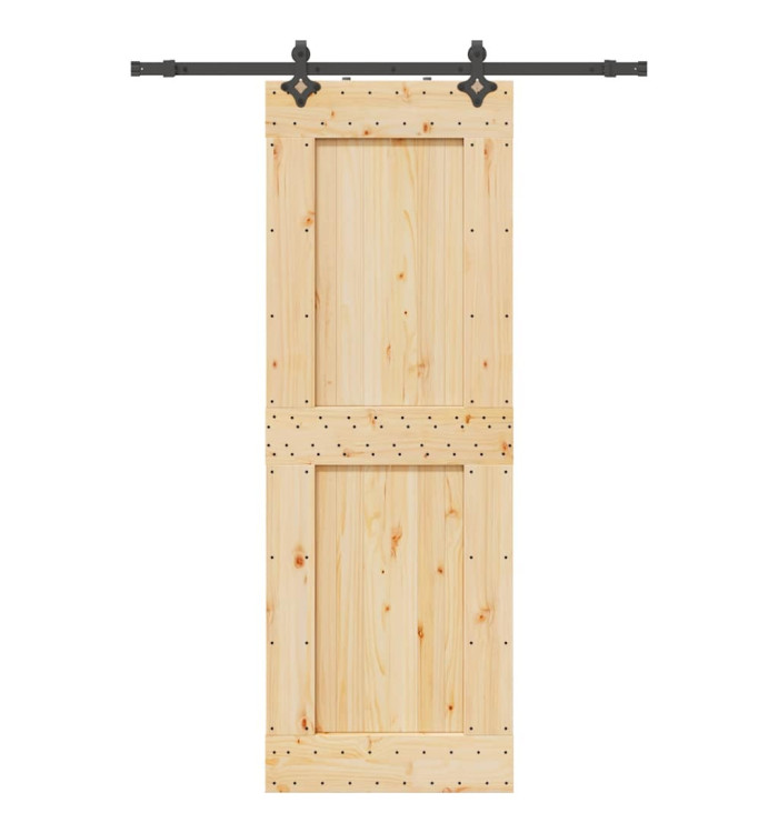 Porte coulissante et kit de quincaillerie 80x210 cm pin massif | Mobilier & Déco
