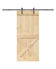 Porte coulissante et kit de quincaillerie 100x210 cm pin massif | Mobilier & Déco