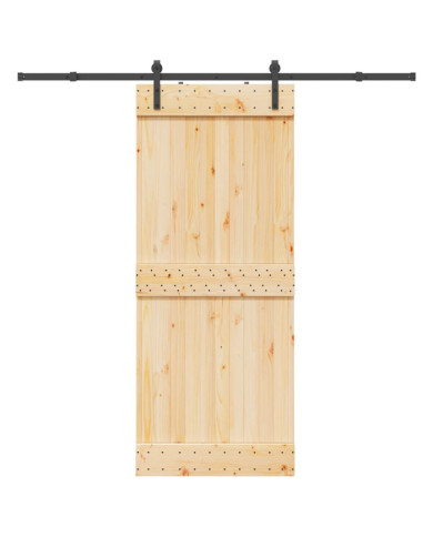 Porte coulissante et kit de quincaillerie 85x210 cm pin massif | Mobilier & Déco
