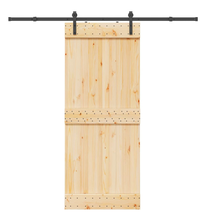 Porte coulissante et kit de quincaillerie 85x210 cm pin massif | Mobilier & Déco