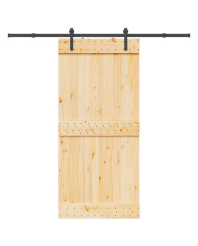 Porte coulissante et kit de quincaillerie 95x210 cm pin massif | Mobilier & Déco
