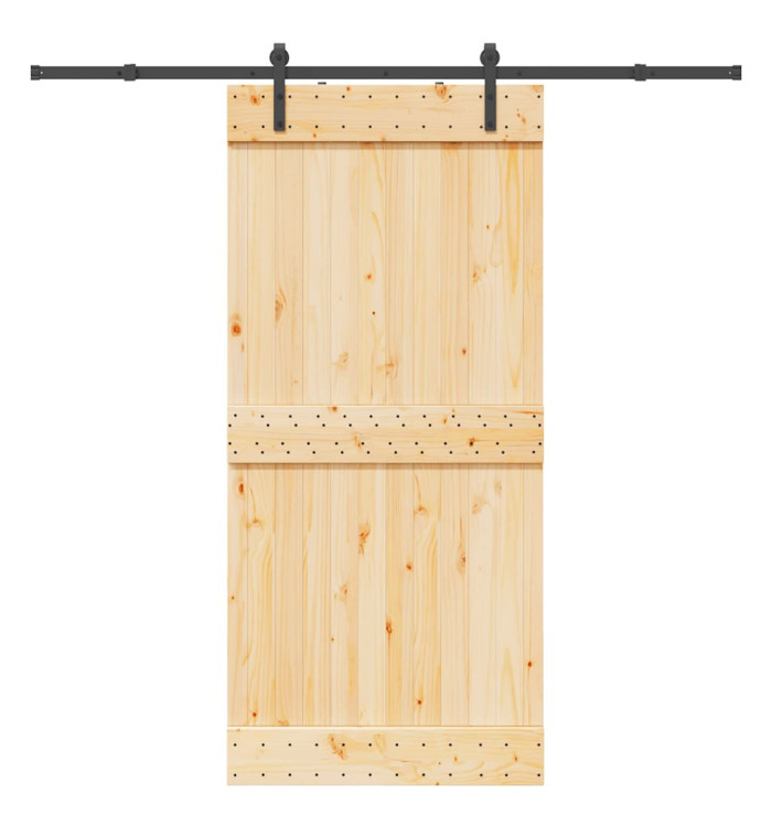 Porte coulissante et kit de quincaillerie 95x210 cm pin massif | Mobilier & Déco
