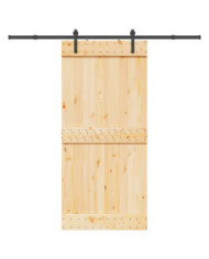 Porte coulissante et kit de quincaillerie 95x210 cm pin massif | Mobilier & Déco