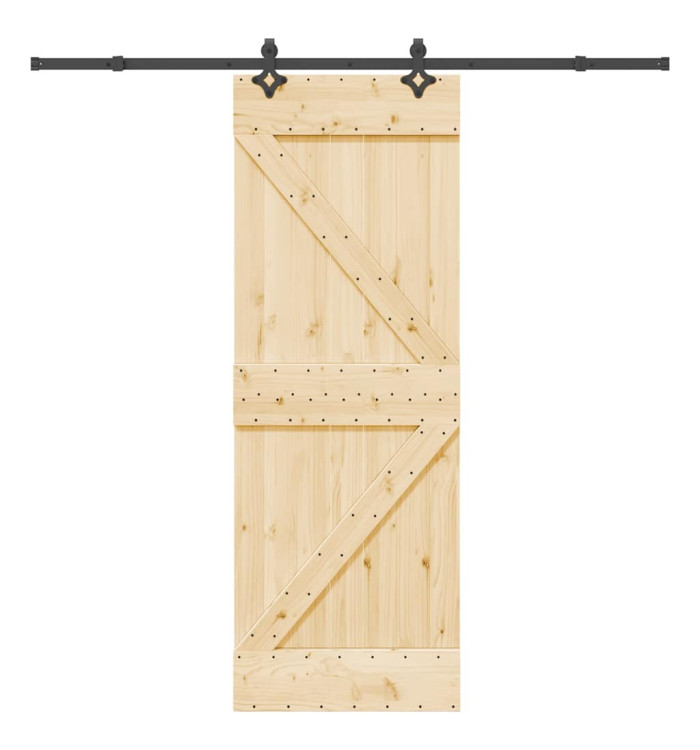 Porte coulissante et kit de quincaillerie 70x210 cm pin massif | Mobilier & Déco
