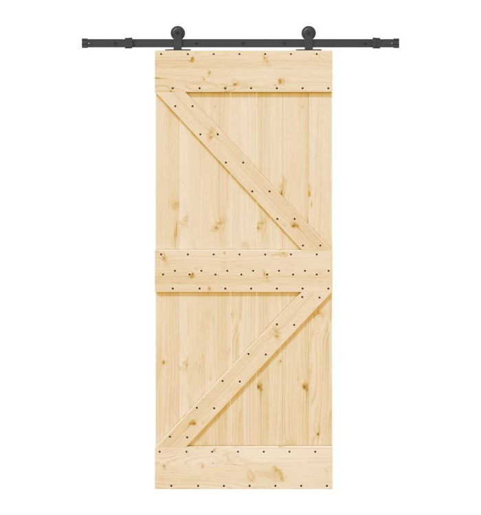 Porte coulissante et kit de quincaillerie 85x210 cm pin massif | Mobilier & Déco