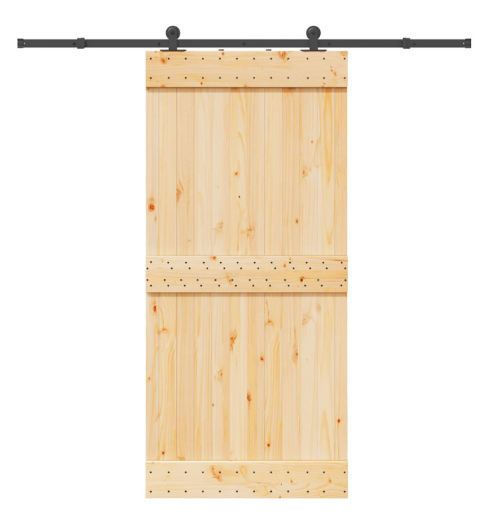 Porte coulissante et kit de quincaillerie 95x210 cm pin massif | Mobilier & Déco
