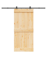 Porte coulissante et kit de quincaillerie 95x210 cm pin massif | Mobilier & Déco