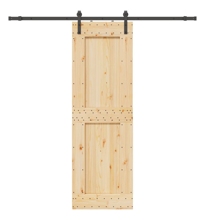 Porte coulissante et kit de quincaillerie 70x210 cm pin massif | Mobilier & Déco
