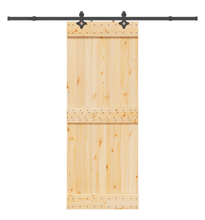 Porte coulissante et kit de quincaillerie 80x210 cm pin massif | Mobilier & Déco