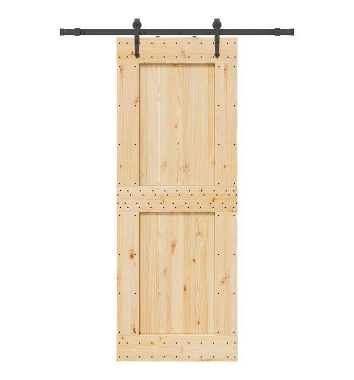 Porte coulissante et kit de quincaillerie 85x210 cm pin massif | Mobilier & Déco