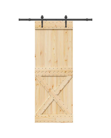 Porte coulissante et kit de quincaillerie 85x210 cm pin massif | Mobilier & Déco
